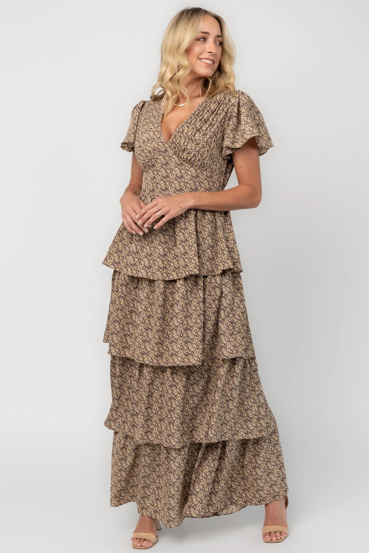 Aloette Tiered Maxi Dress | Brown Floral