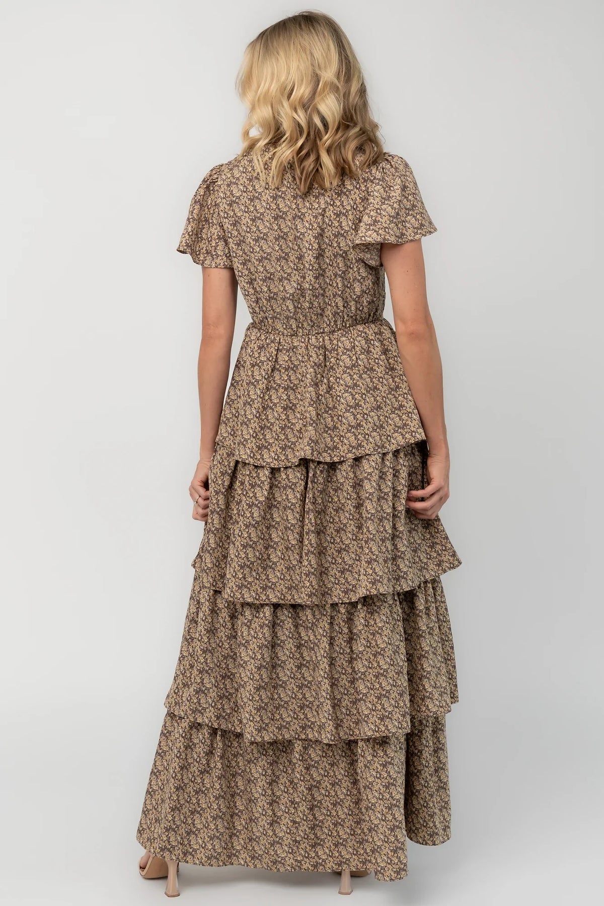 Aloette Tiered Maxi Dress | Brown Floral