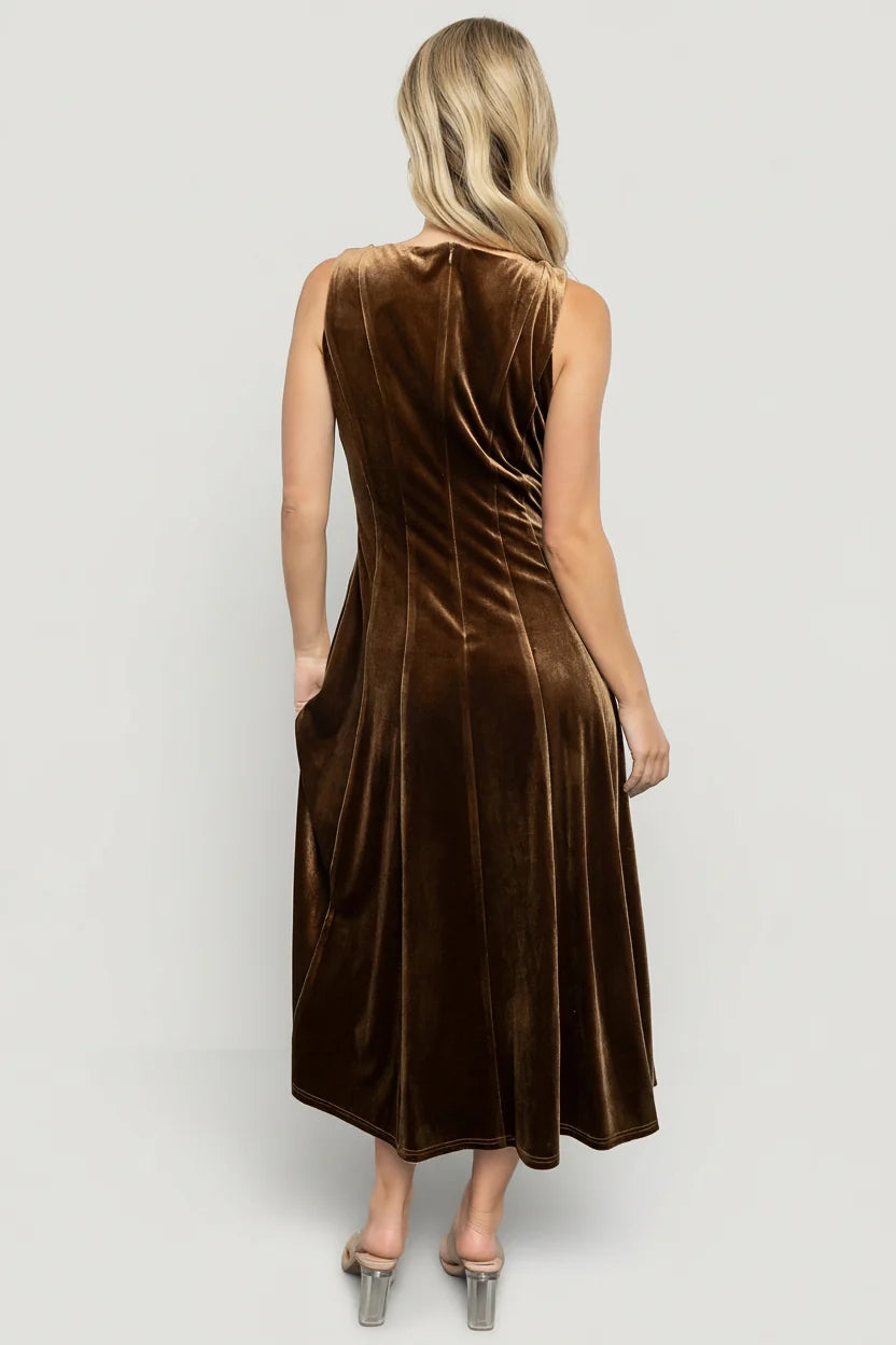 Annika Velvet Midi Dress | Bronze