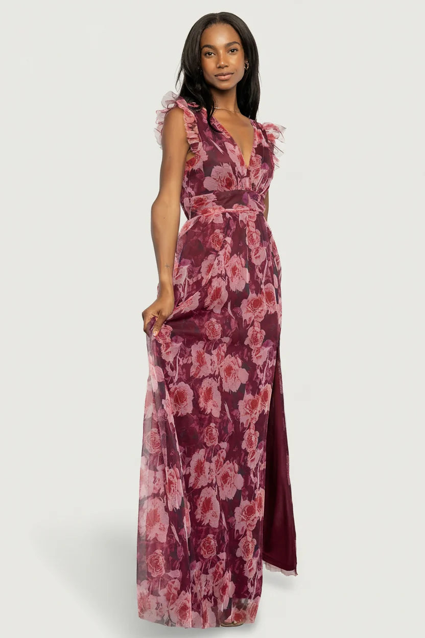 Adelyn Maxi Dress | Wine Floral