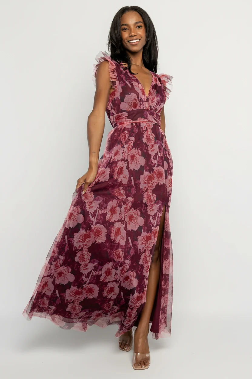 Adelyn Maxi Dress | Wine Floral