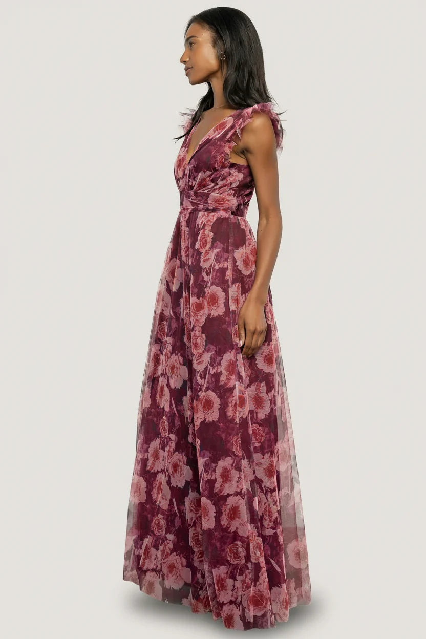 Adelyn Maxi Dress | Wine Floral