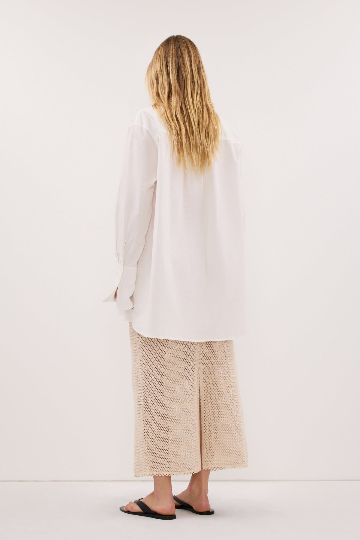 ANNE NATURAL OPEN KNIT MIDI SKIRT