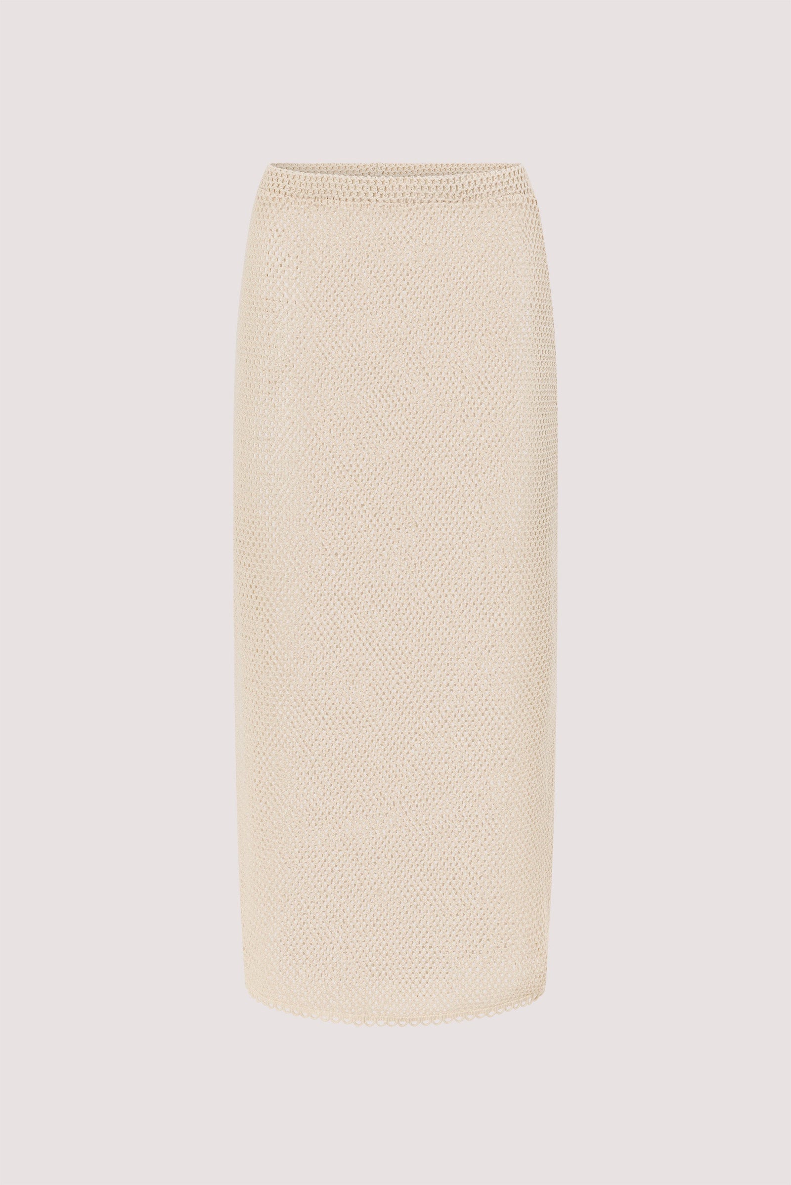 ANNE NATURAL OPEN KNIT MIDI SKIRT