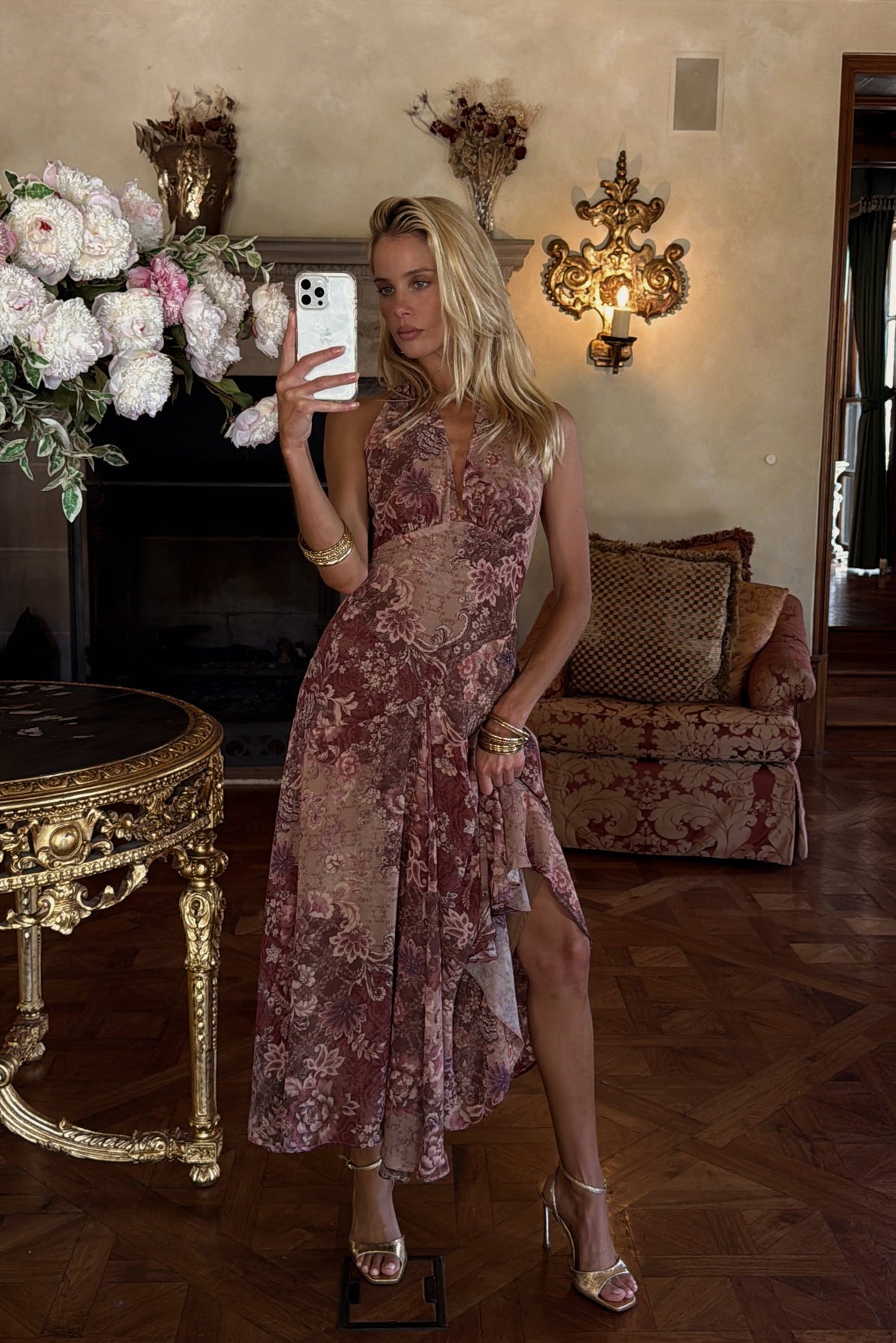 Darcy Berry Floral Chiffon Maxi Dress