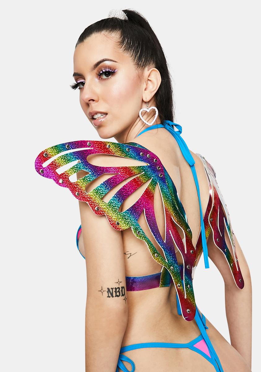 Rainbow Sparkle Butterfly Wings Harness
