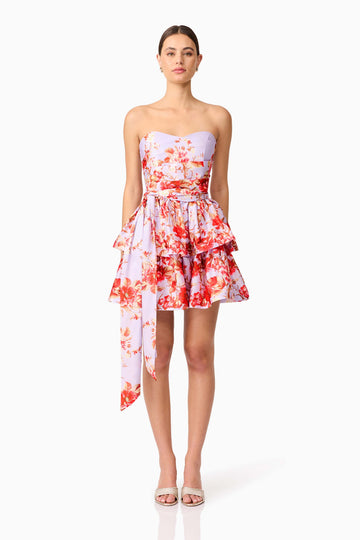 Elina Strapless Mini Dress in Purple