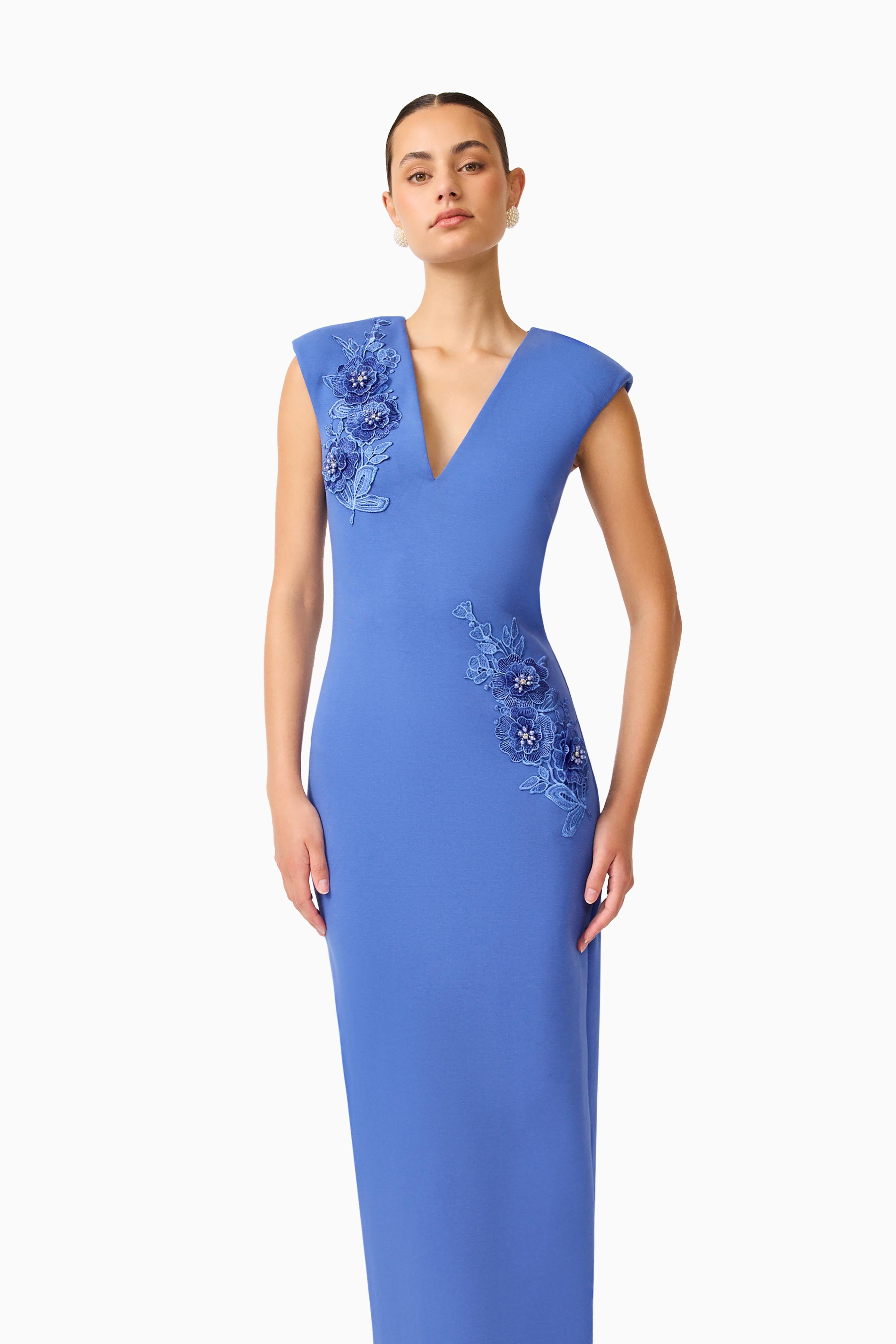 Talitha Column Maxi Dress in Cornflower Blue
