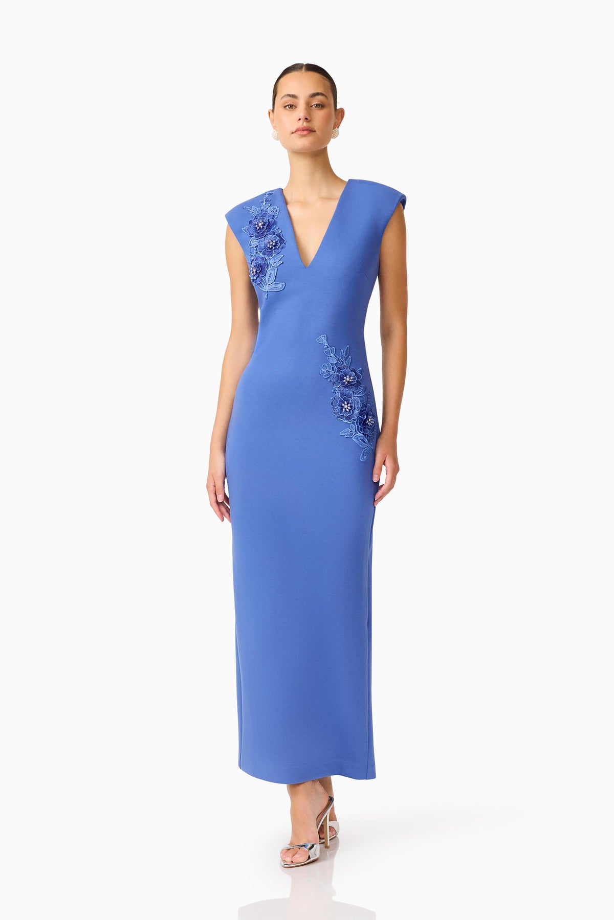 Talitha Column Maxi Dress in Cornflower Blue