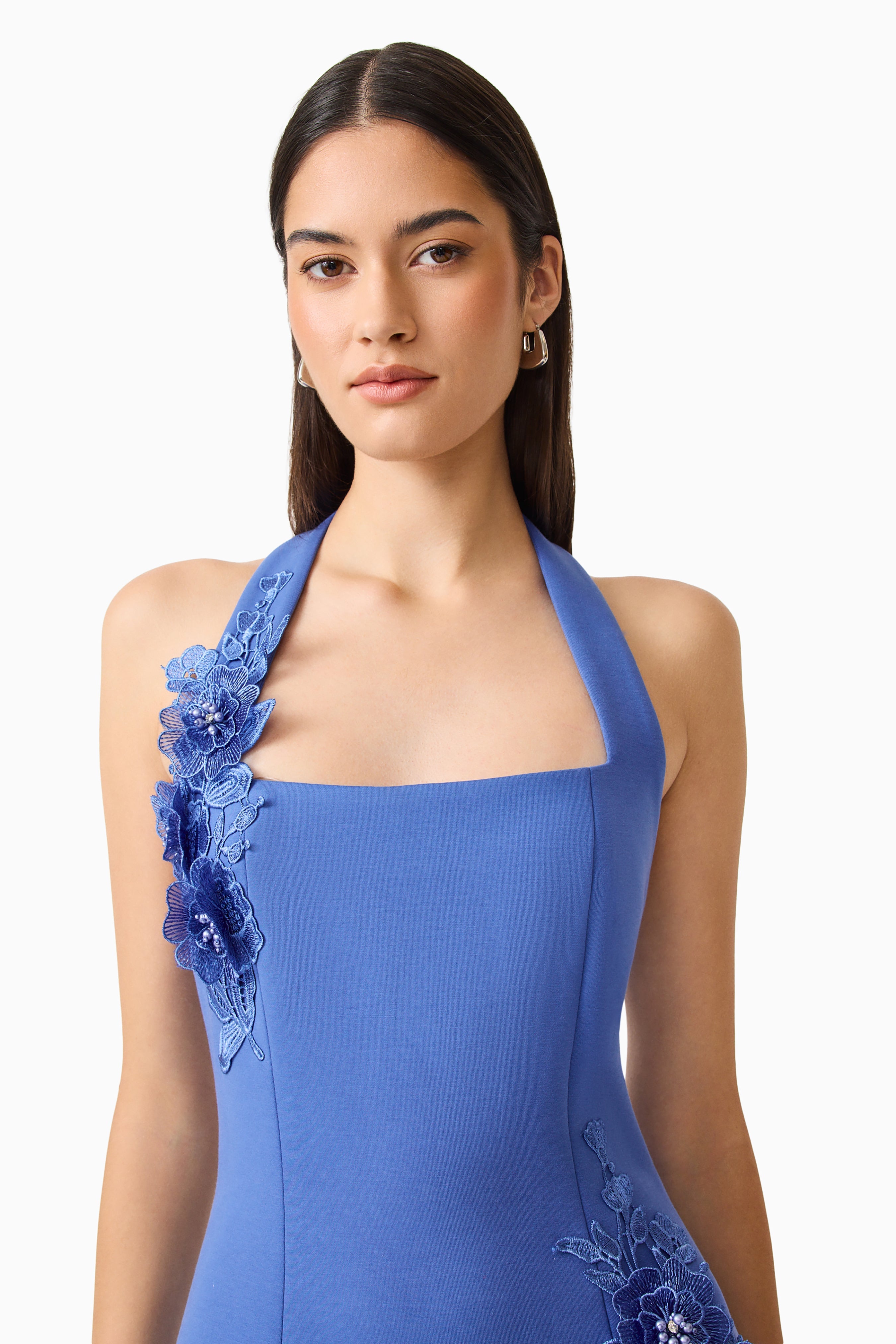 Talitha Halter Mini Dress in Cornflower Blue