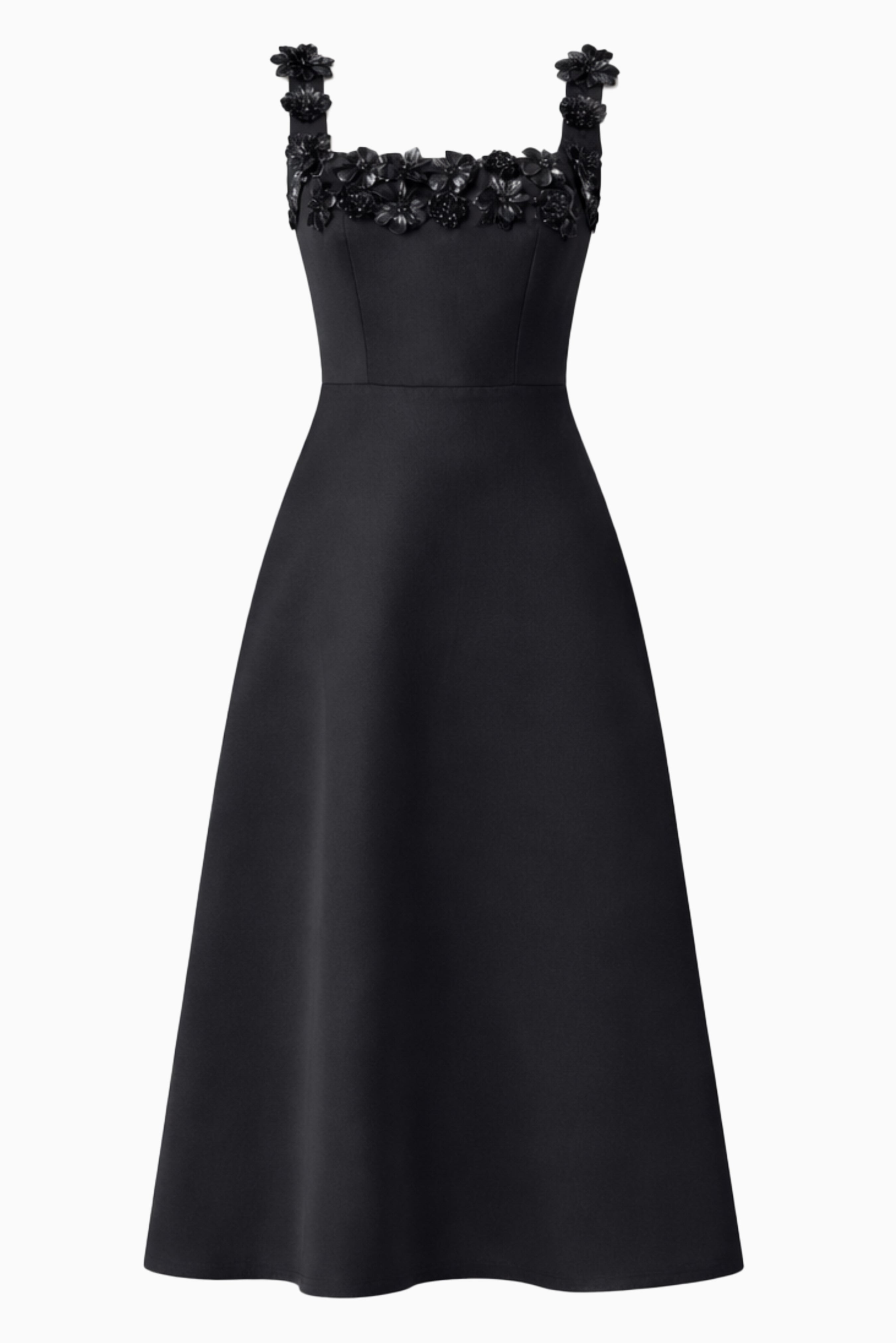Lucetta Fit & Flare Midi Dress in Black