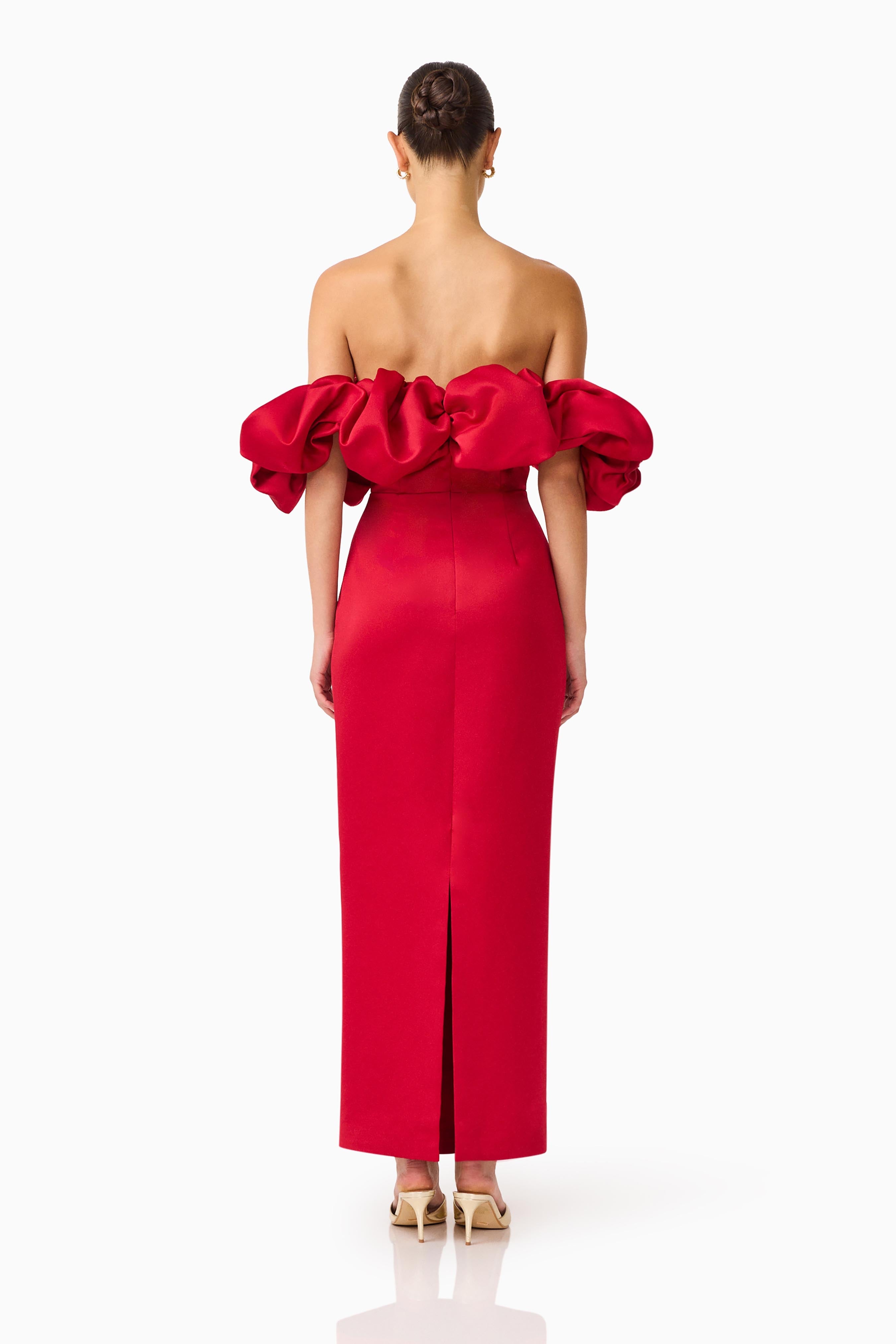 Lucetta Off Shoulder Gown in Red