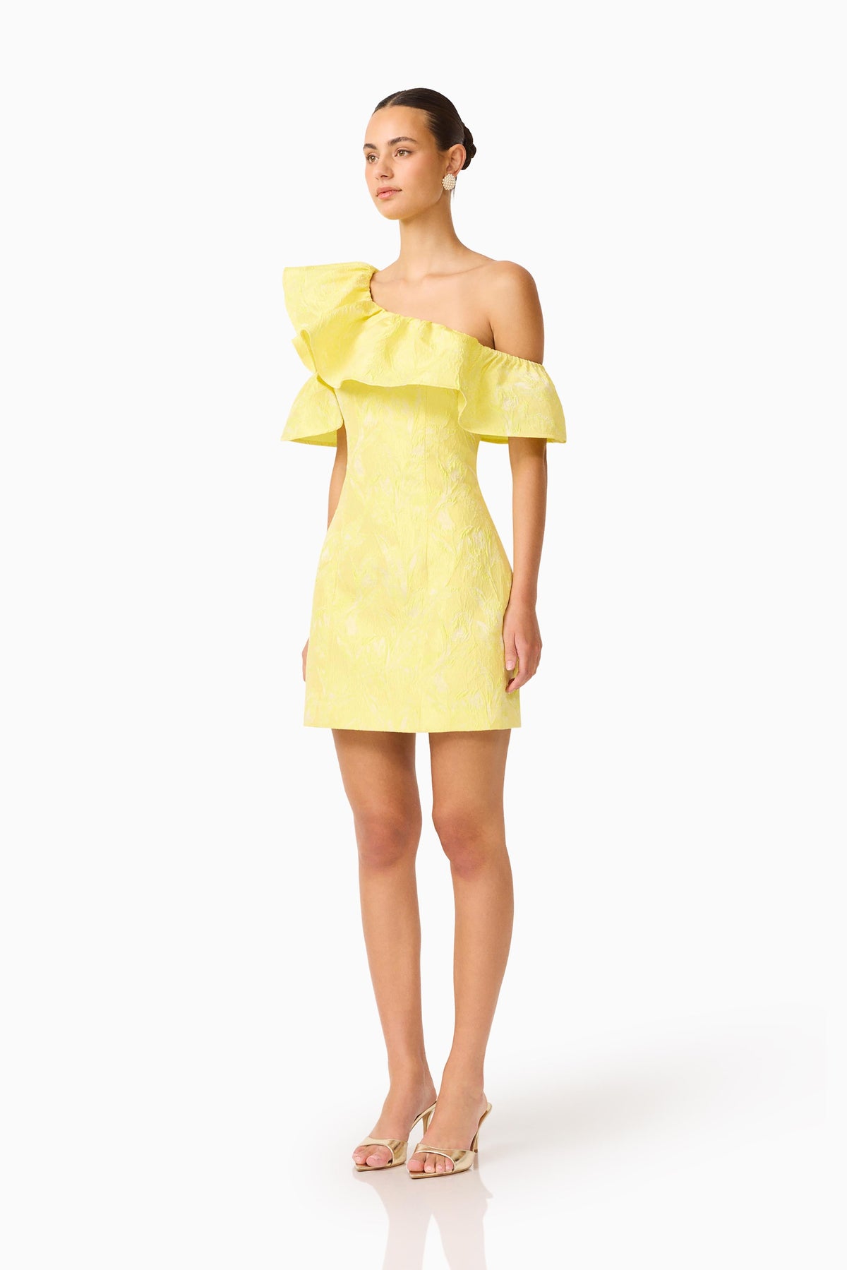 Luella One Shoulder Mini Dress in Yellow
