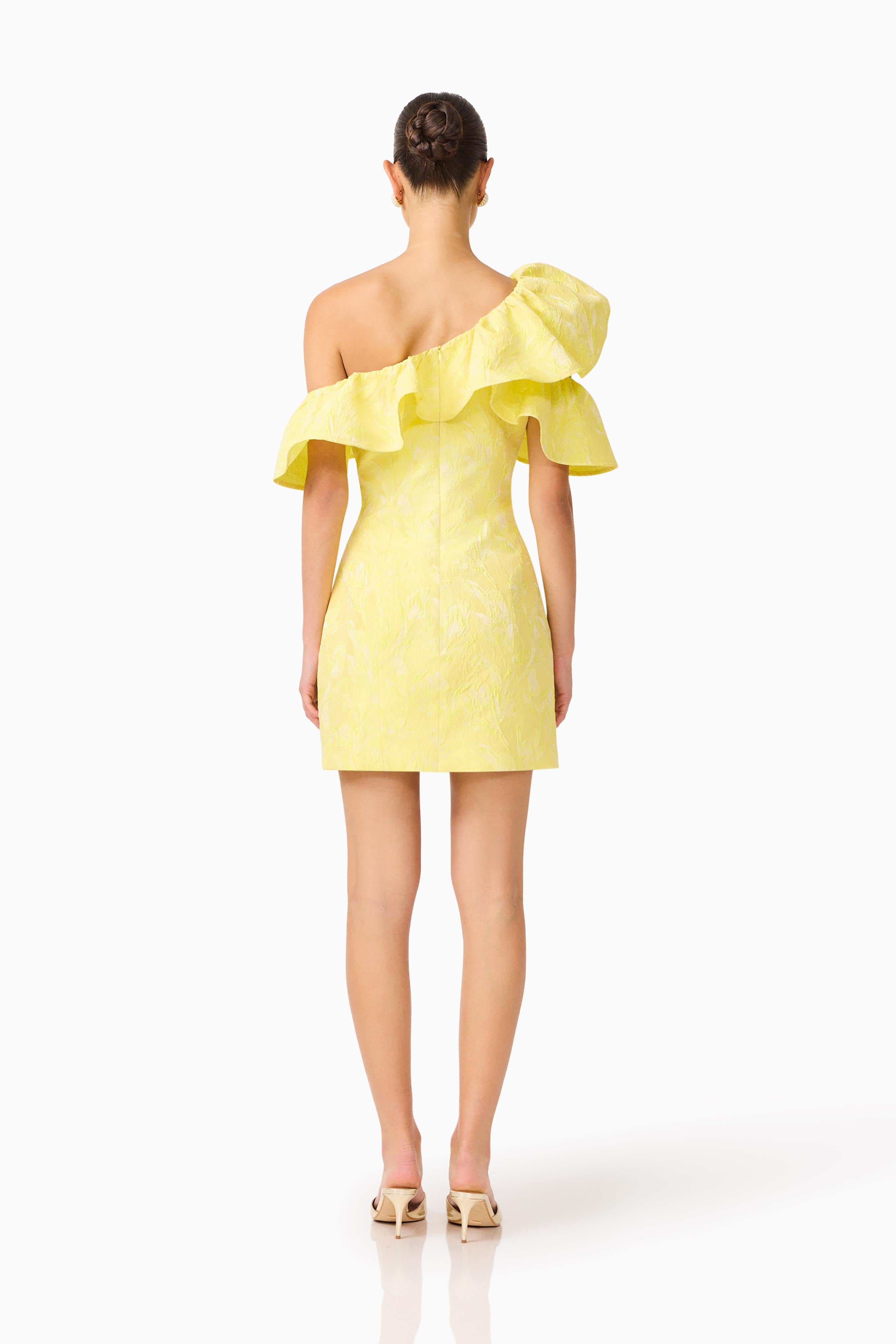 Luella One Shoulder Mini Dress in Yellow