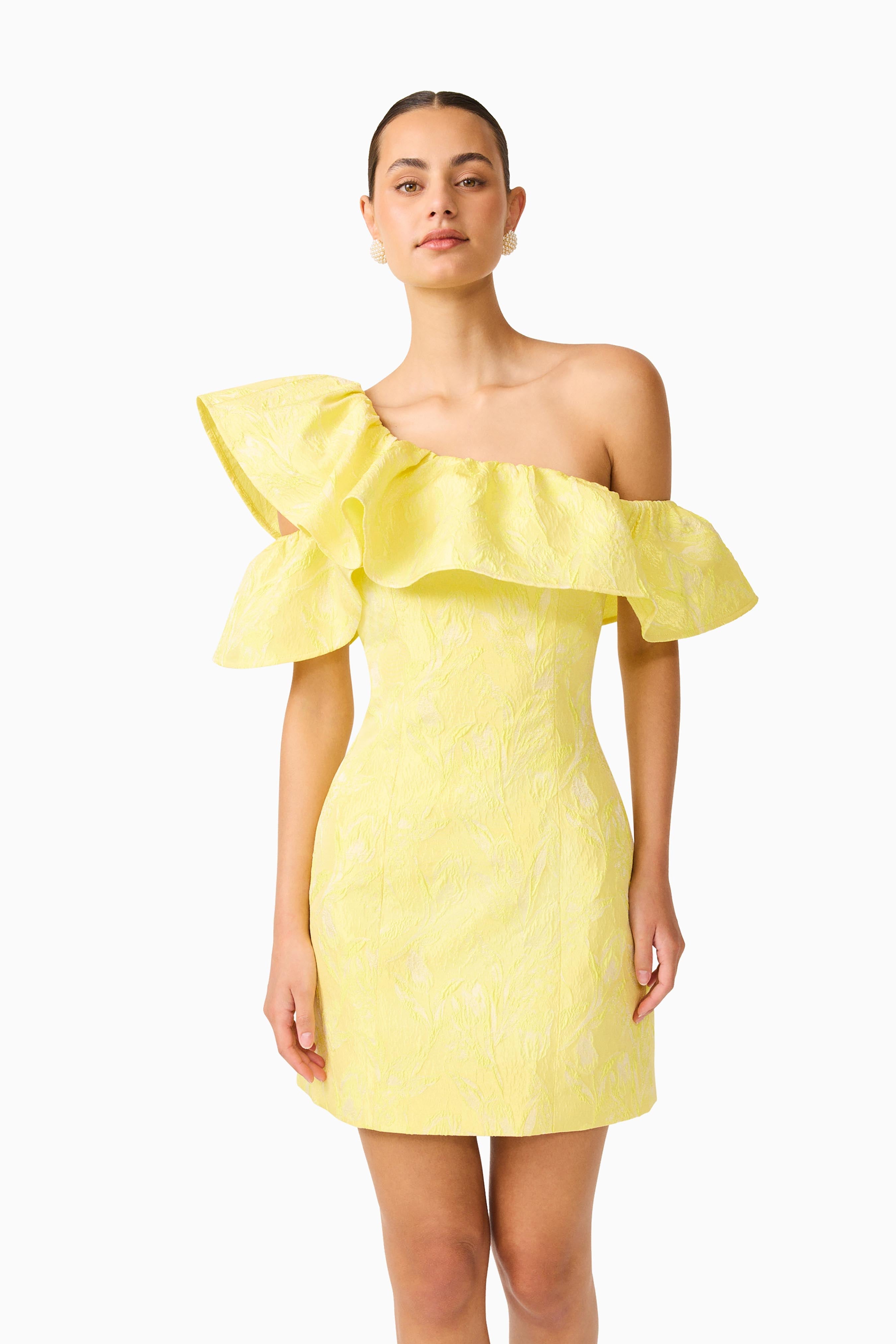Luella One Shoulder Mini Dress in Yellow