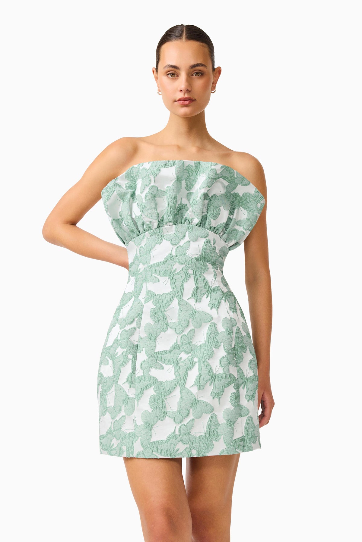 Lisette Ruffle Mini Dress in Sea Green