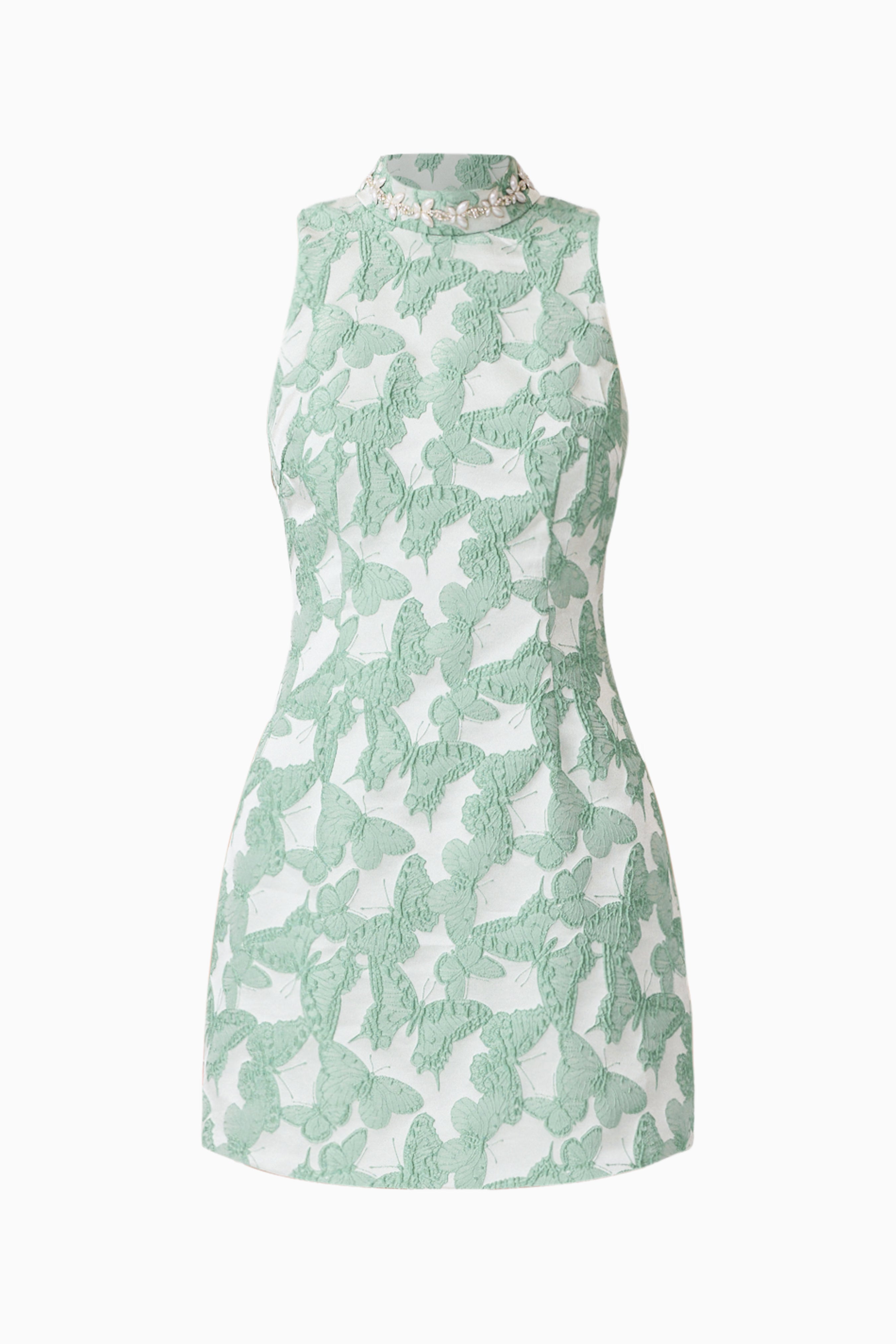 Lisette High Neck Mini Dress in Sea Green