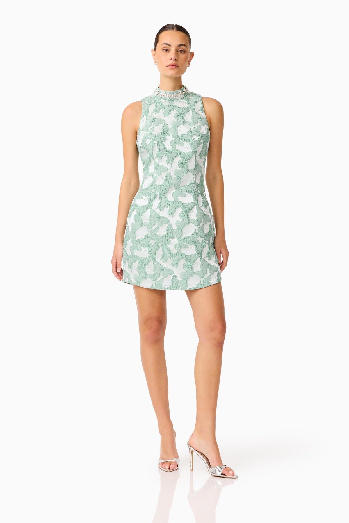 Lisette High Neck Mini Dress in Sea Green