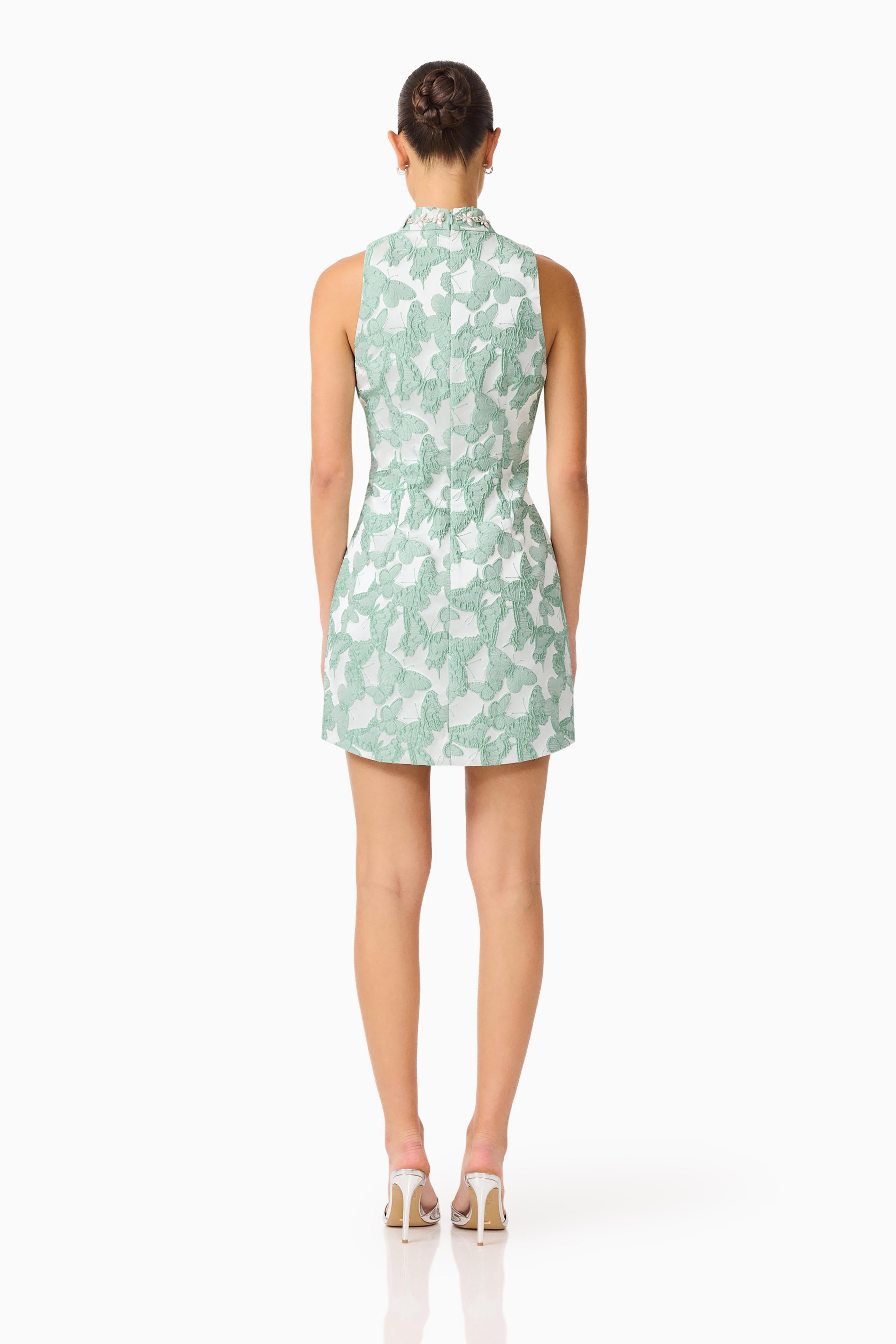 Lisette High Neck Mini Dress in Sea Green
