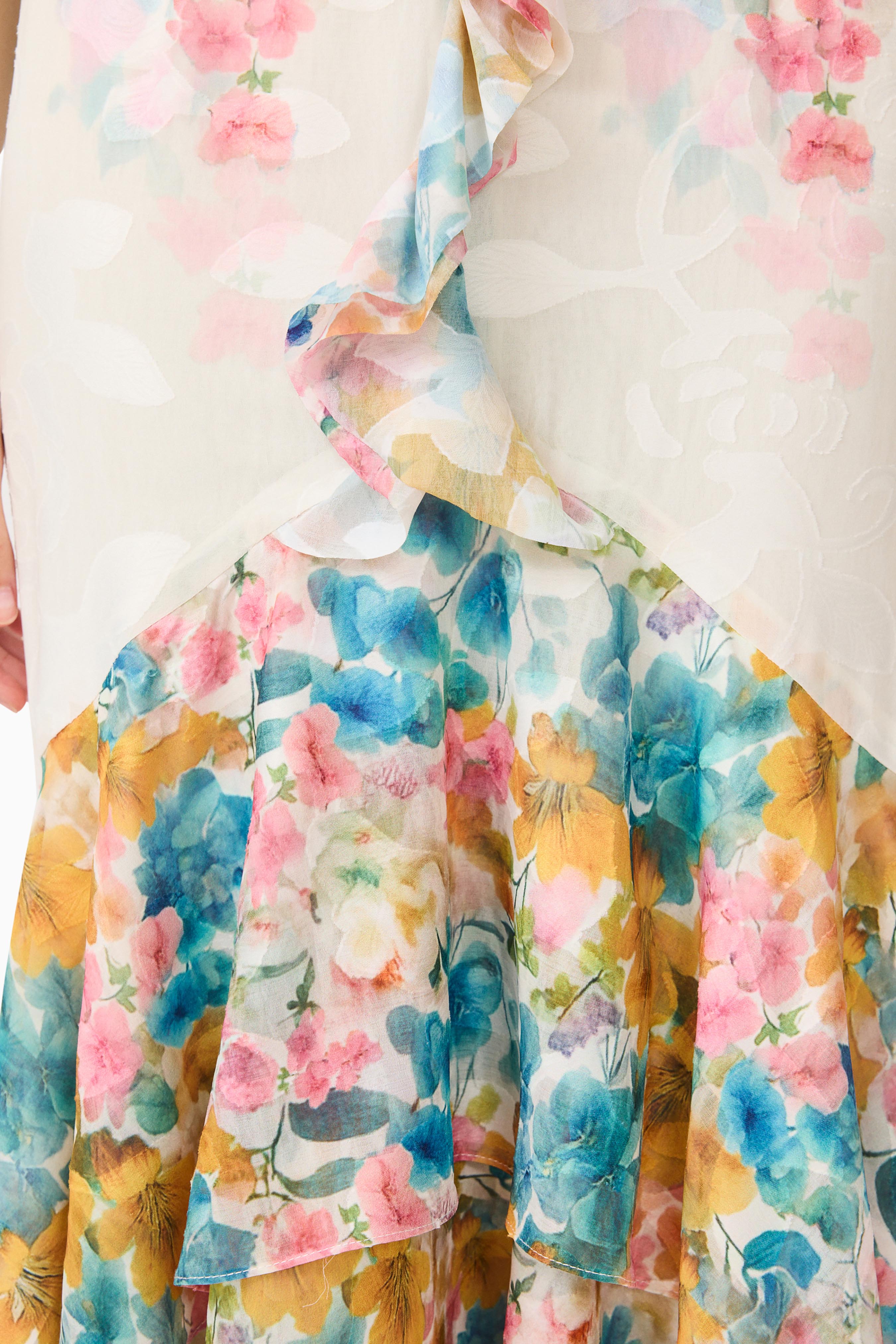 Clementina Ruffle Maxi Dress in Multi Floral