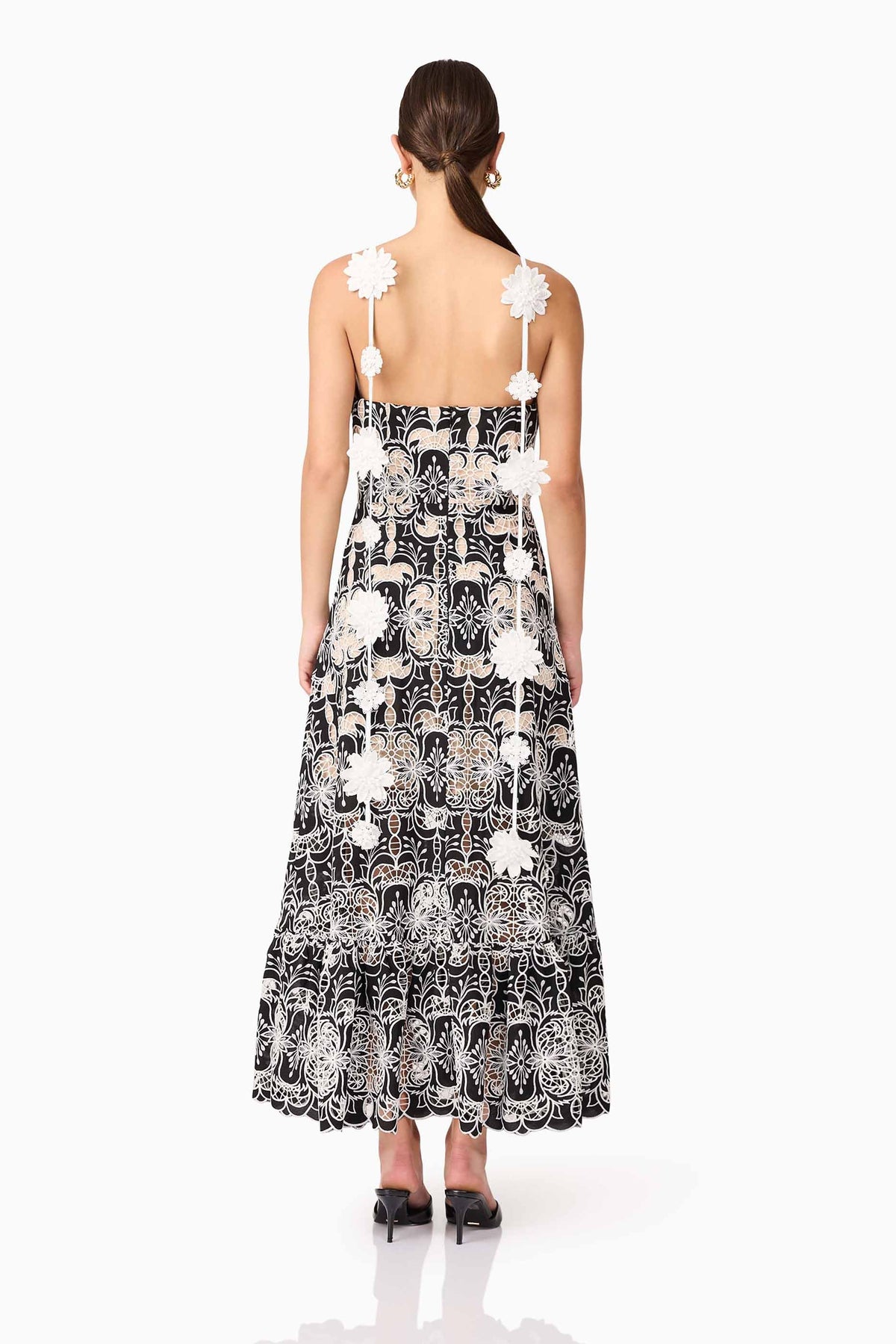 Jolie Floral Midi Dress in Black