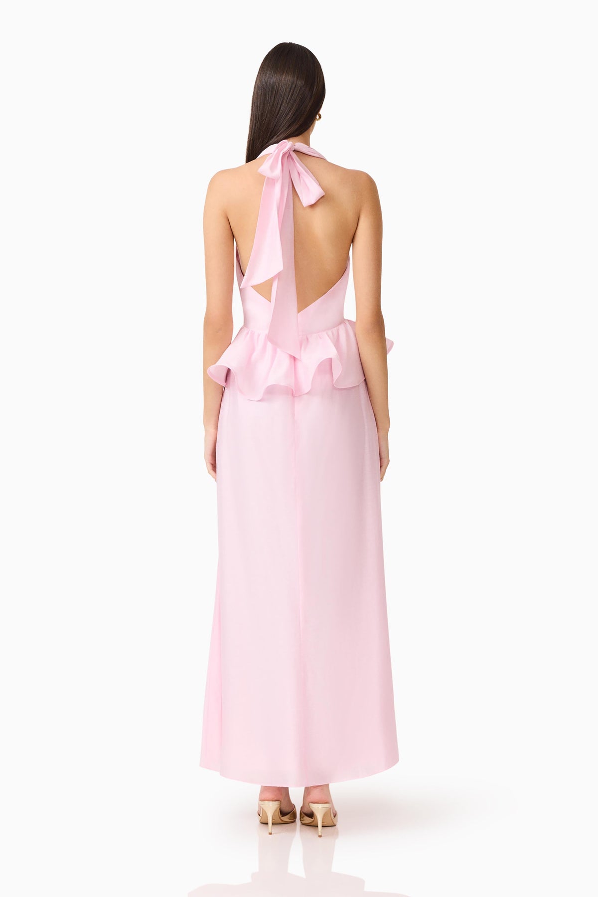 Fiorina Halter Neck Gown in Pale Pink