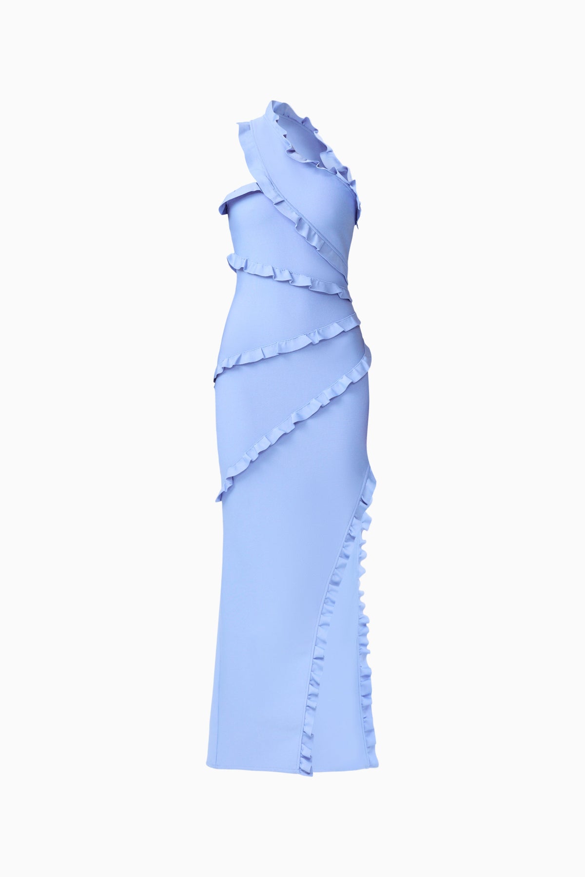 Floriana Asymmetric Gown in Cornflower Blue