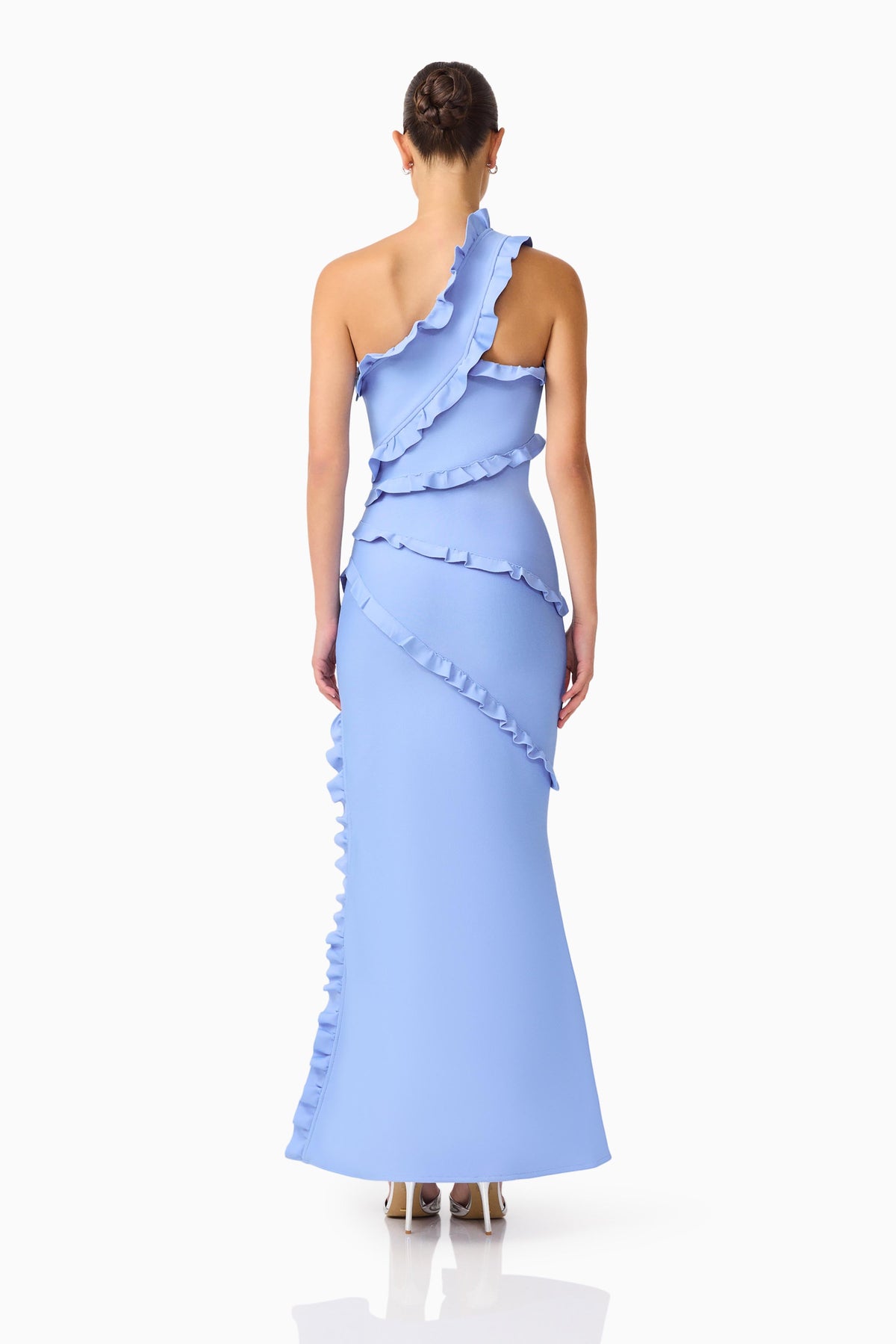 Floriana Asymmetric Gown in Cornflower Blue