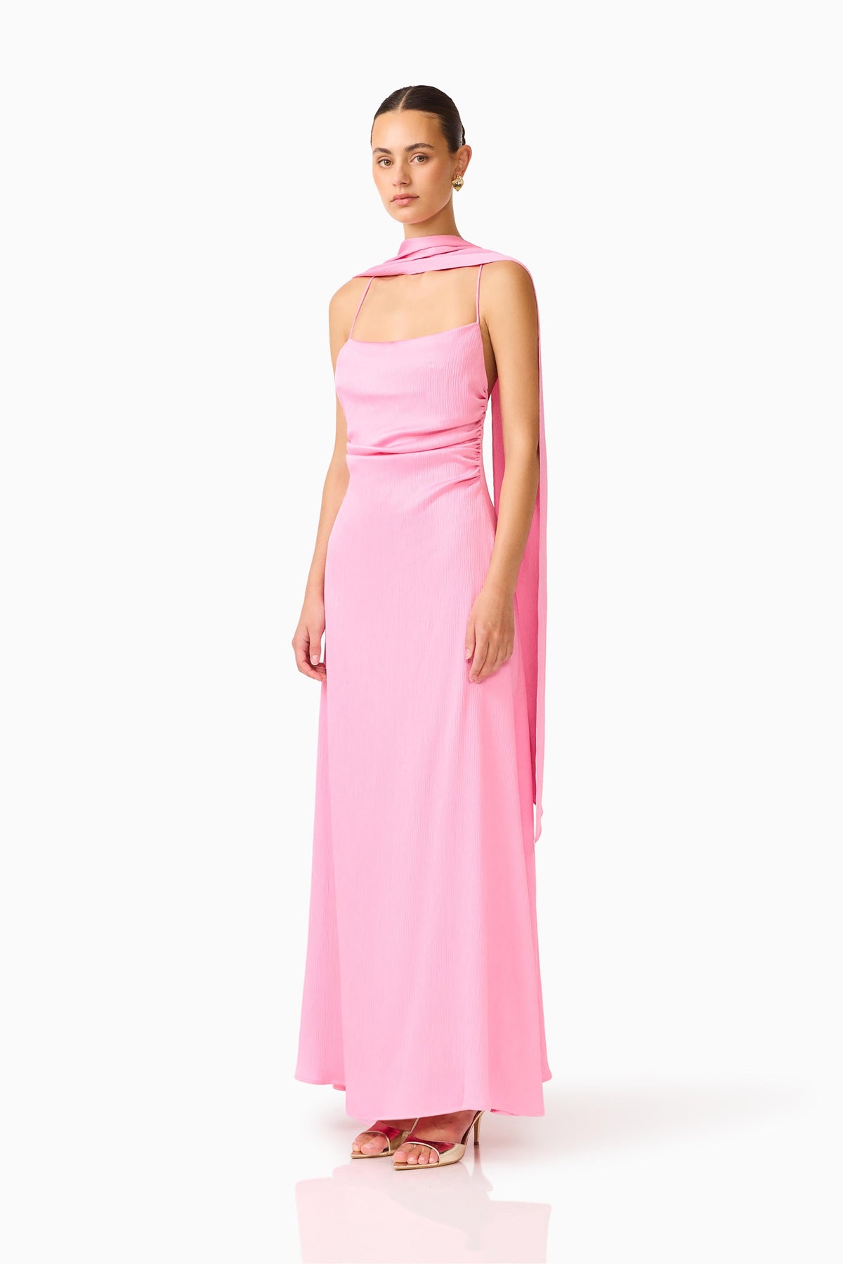 Calista Neck Scarf Gown in Pink