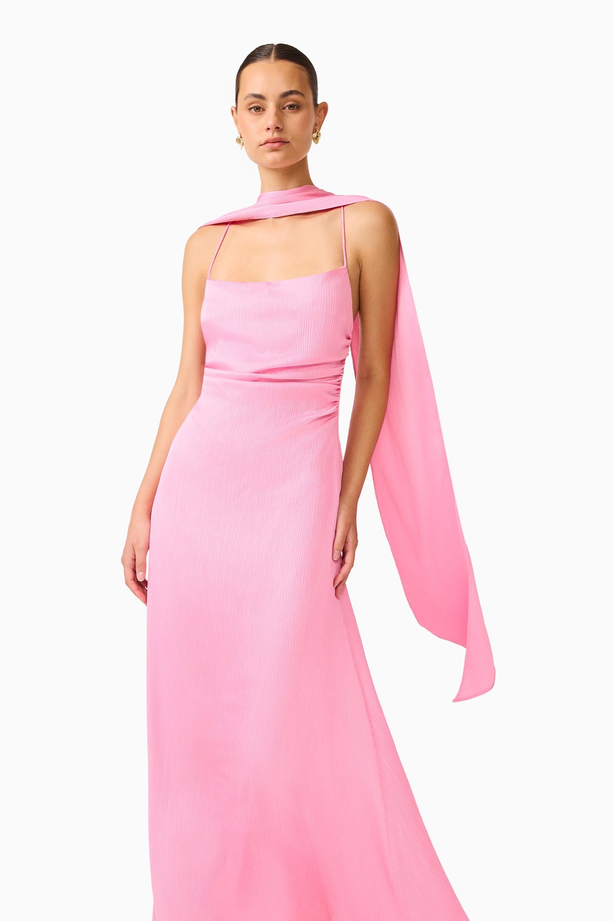 Calista Neck Scarf Gown in Pink