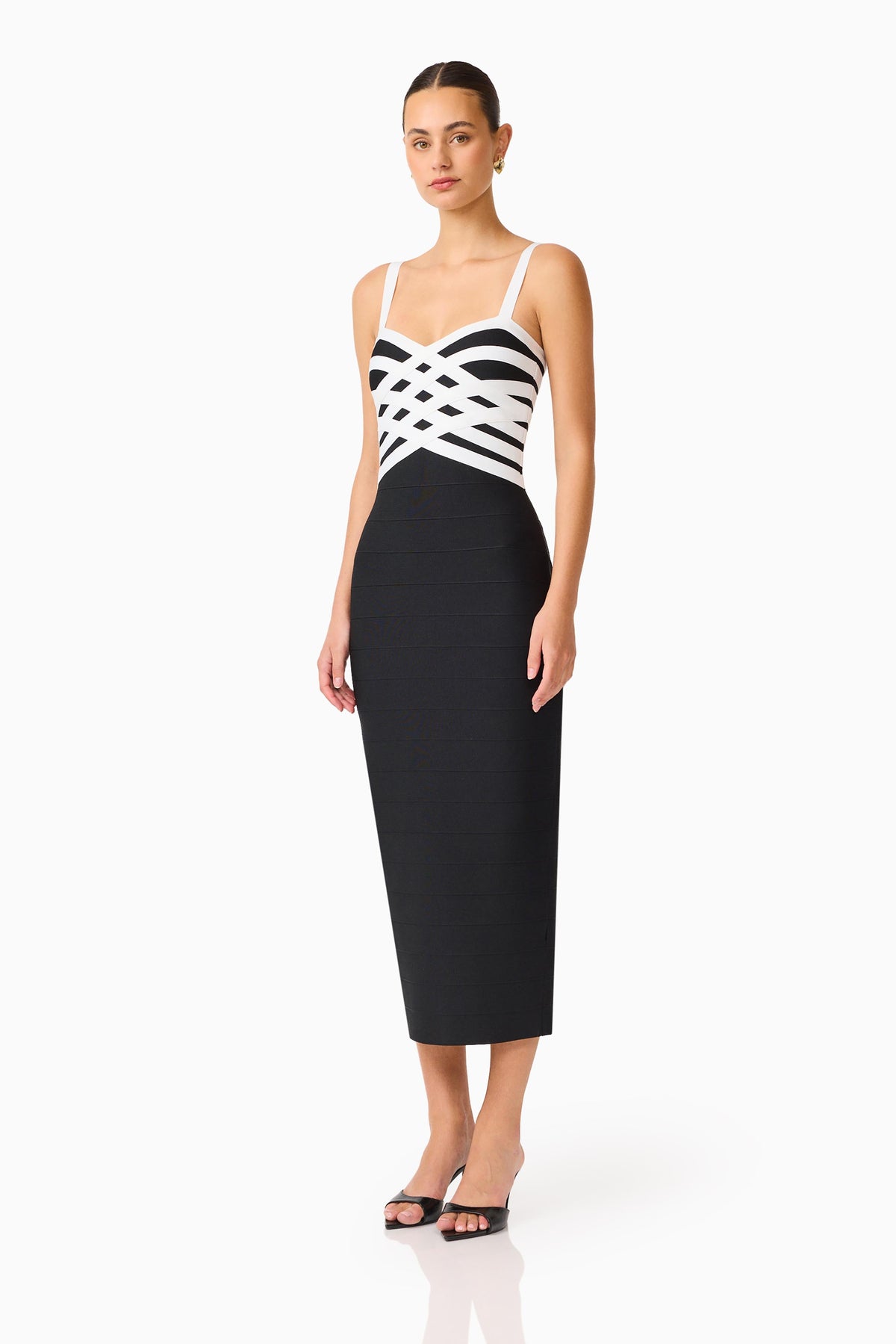 Ninette Coulum Midi Dress in Black & White