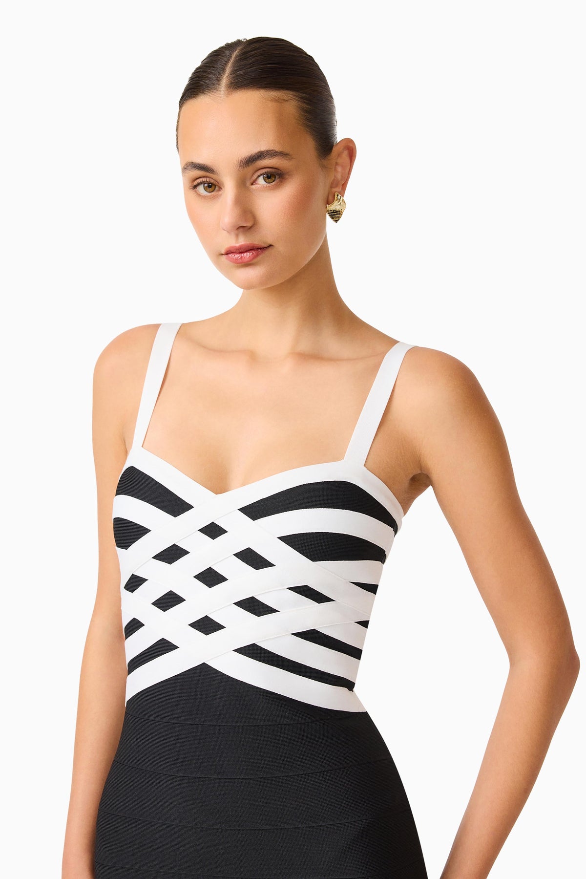 Ninette Coulum Midi Dress in Black & White