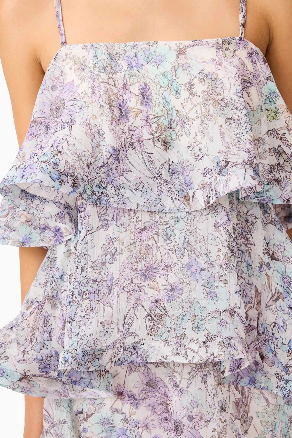 Rosaria Tiered Gown in Purple Floral
