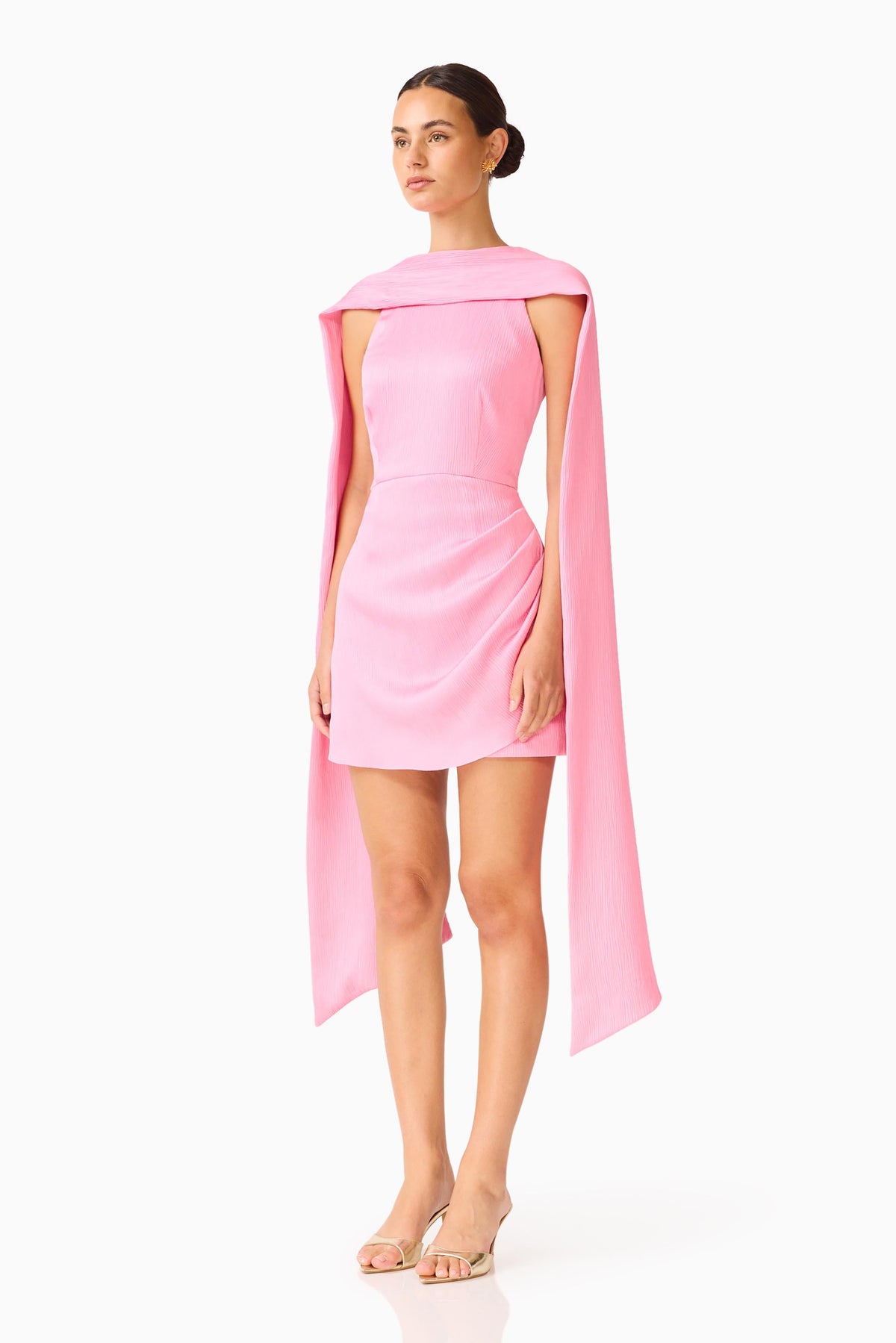 Calista Neck Scarf Mini Dress in Pink