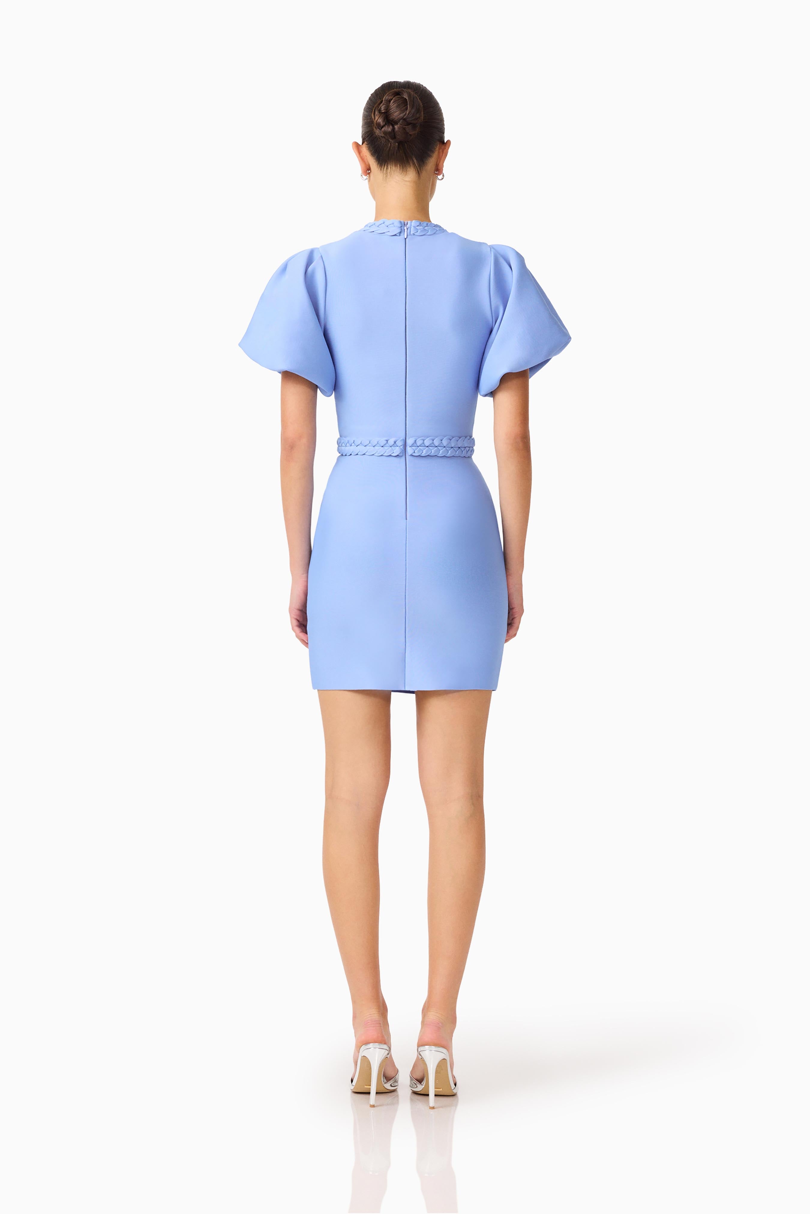 Floriana Puff Sleeve Mini Dress in Cornflower
