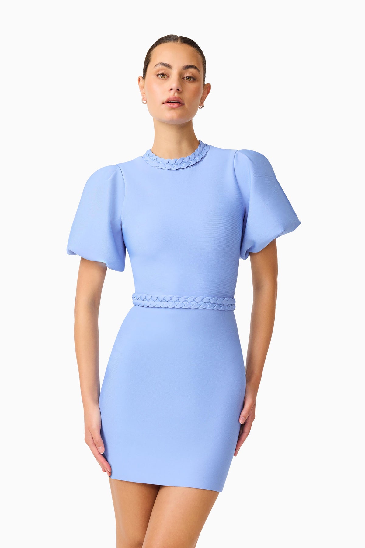 Floriana Puff Sleeve Mini Dress in Cornflower