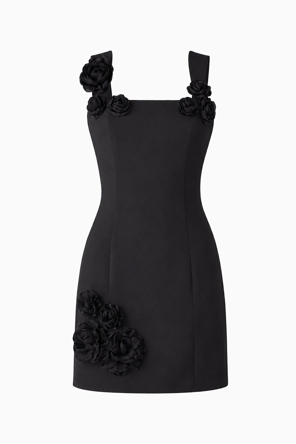 Trompe 3D Floral Mini Dress Black