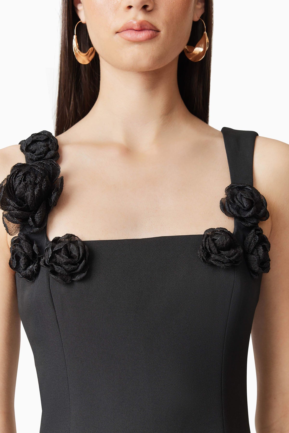 Trompe 3D Floral Mini Dress Black