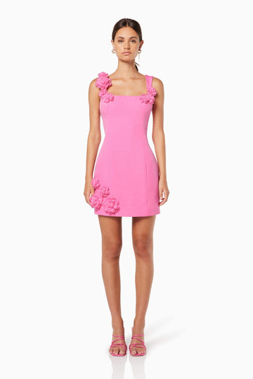 Trompe 3D Floral Mini Dress in Pink