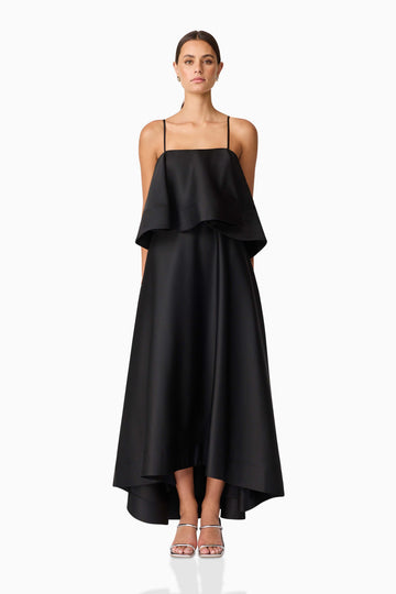 Reyna Tiered Maxi Dress in Black