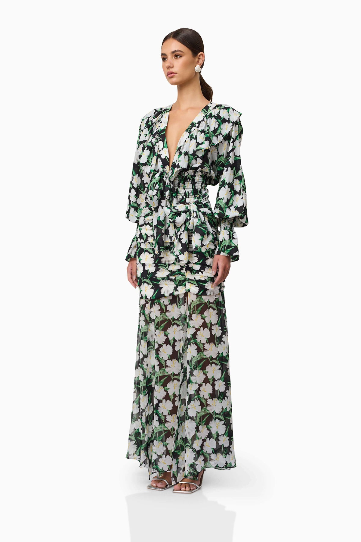 Rosey Long Sleeve Set in Black Floral