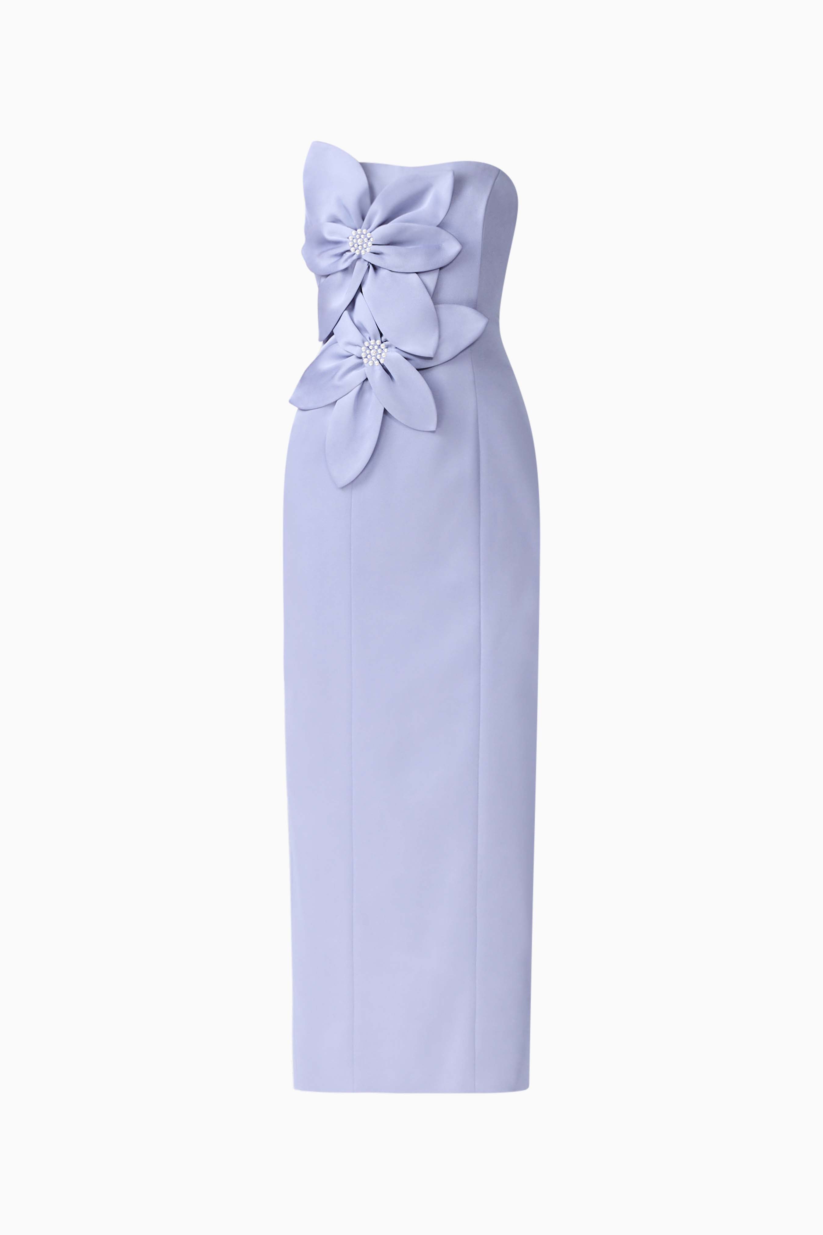 Lunelle Column Midi Dress in Stone Blue