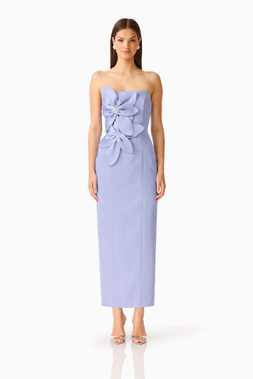 Lunelle Column Midi Dress in Stone Blue