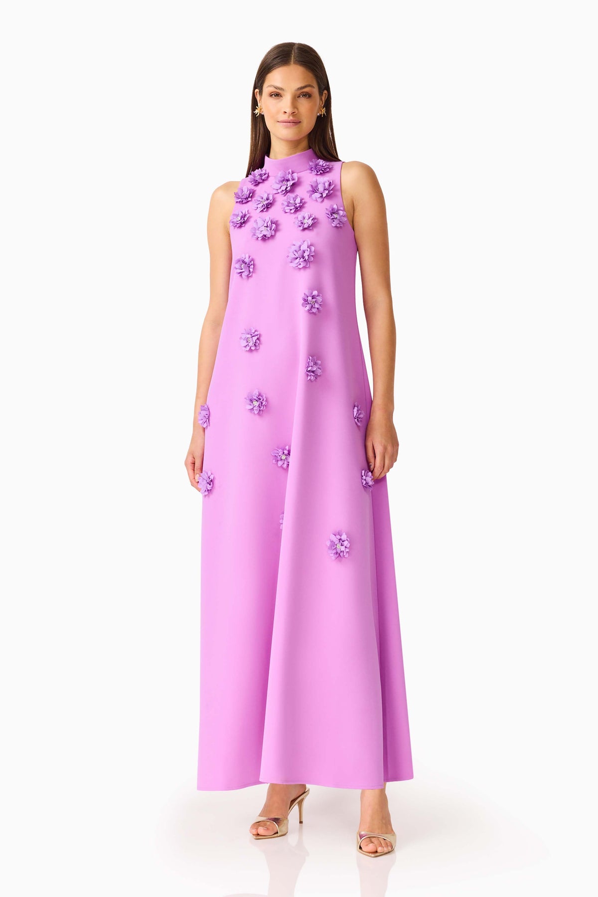 Solenne Halter Maxi Dress in Purple