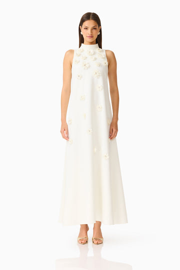Solenne Halter Maxi Dress in White