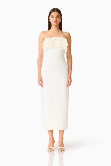 Solenne Column Midi Dress in White