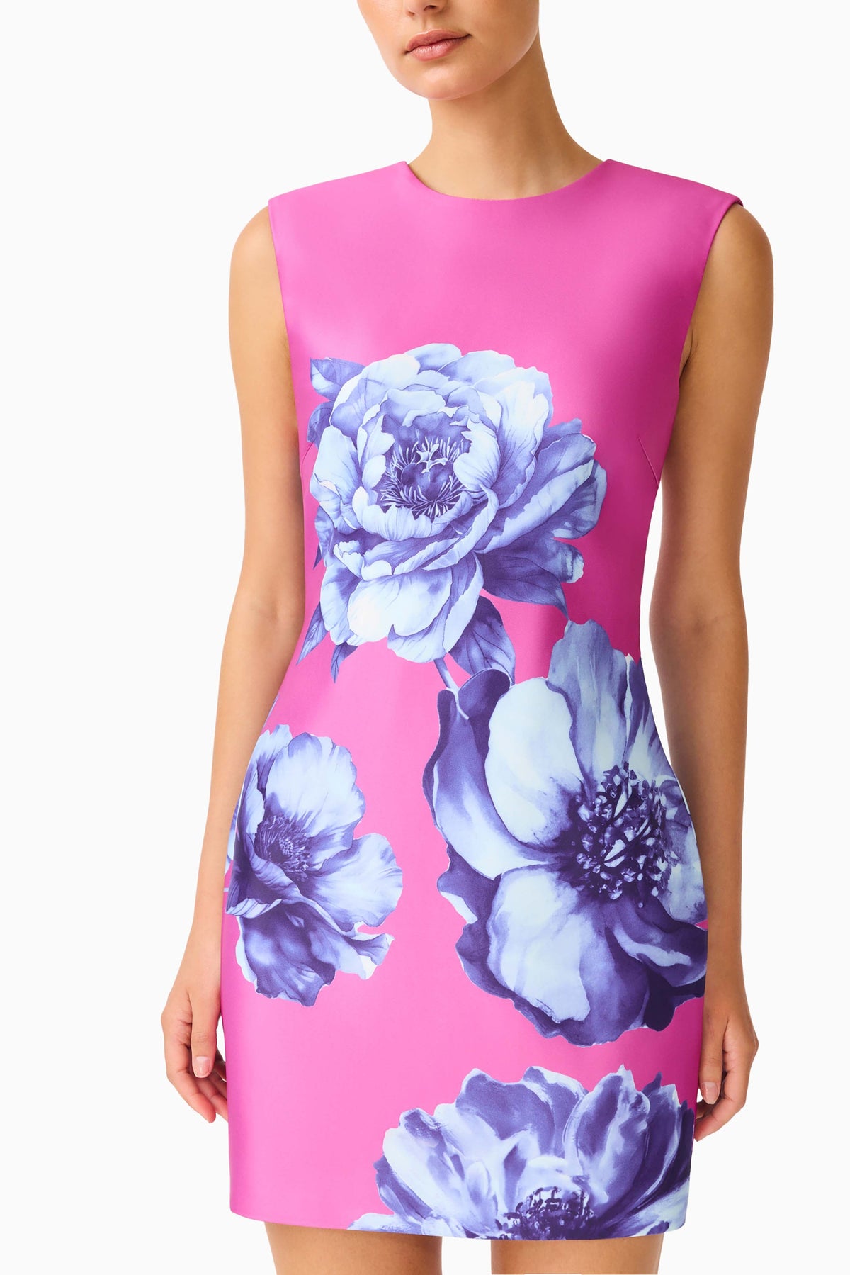 Sybella Shift Mini Dress in Pink & Blue Floral