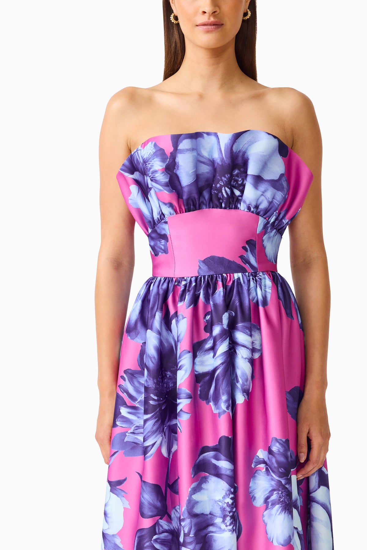 Sybella Ruffle Maxi in Pink & Blue Floral