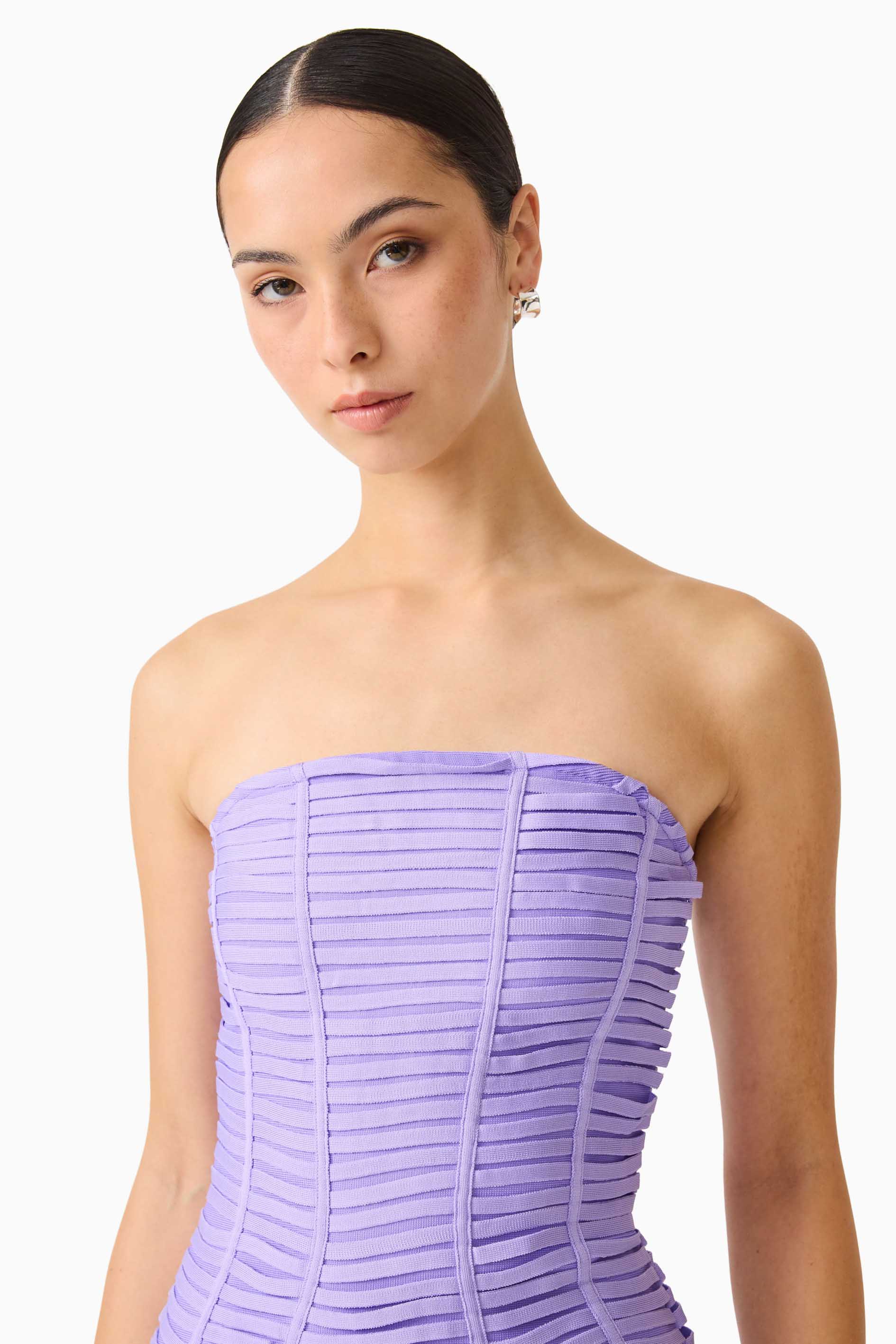 Alya Strapless Mini Dress in Purple