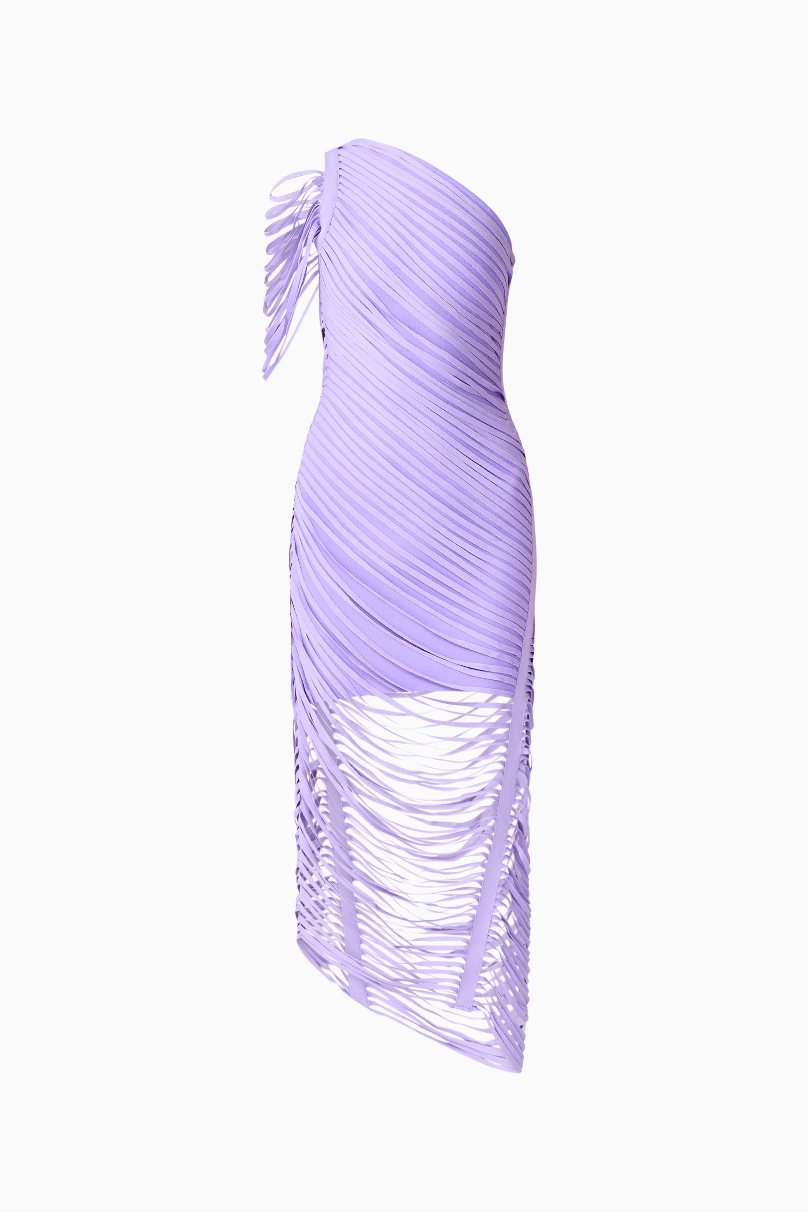 Alya Asymmetrical Midi Dress in Purple